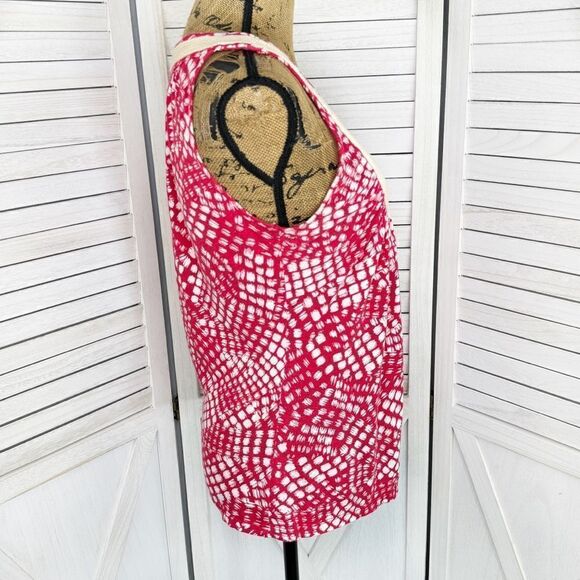 Anthropologie C. Keer Swoop Rope Collar Tank Top Red Medium Dot Print - Picture 3 of 11